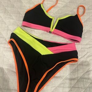 P.E Nation Black Bikini with Neon Accents